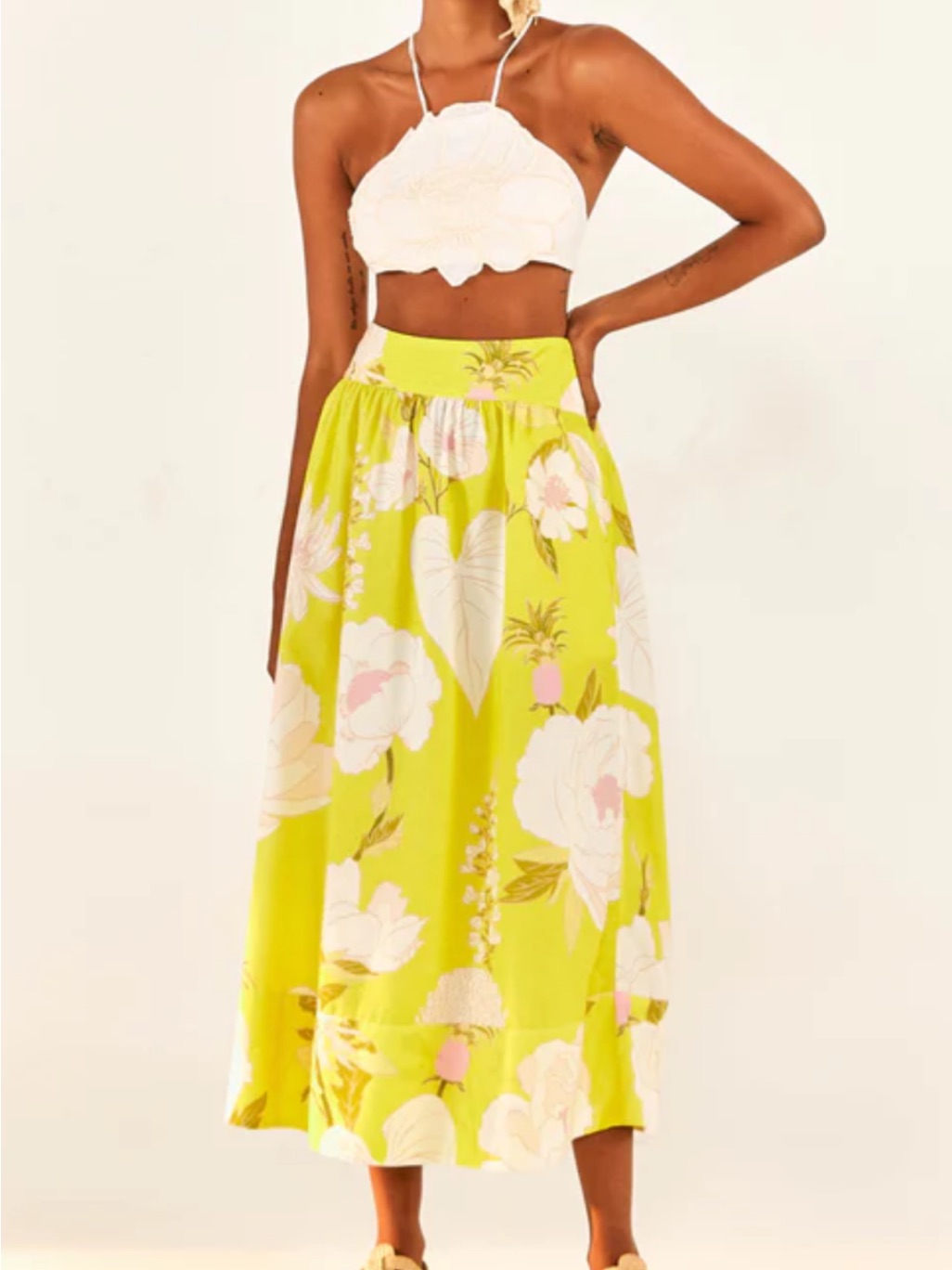 Farm Rio Yellow Neon Garden Maxi Skirt Size Small Nwt